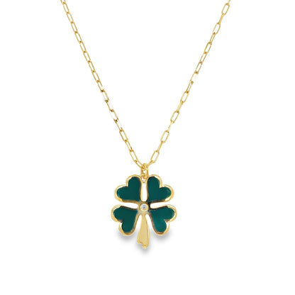 Jai's 14K Yellow Gold Reversible Clover Necklace