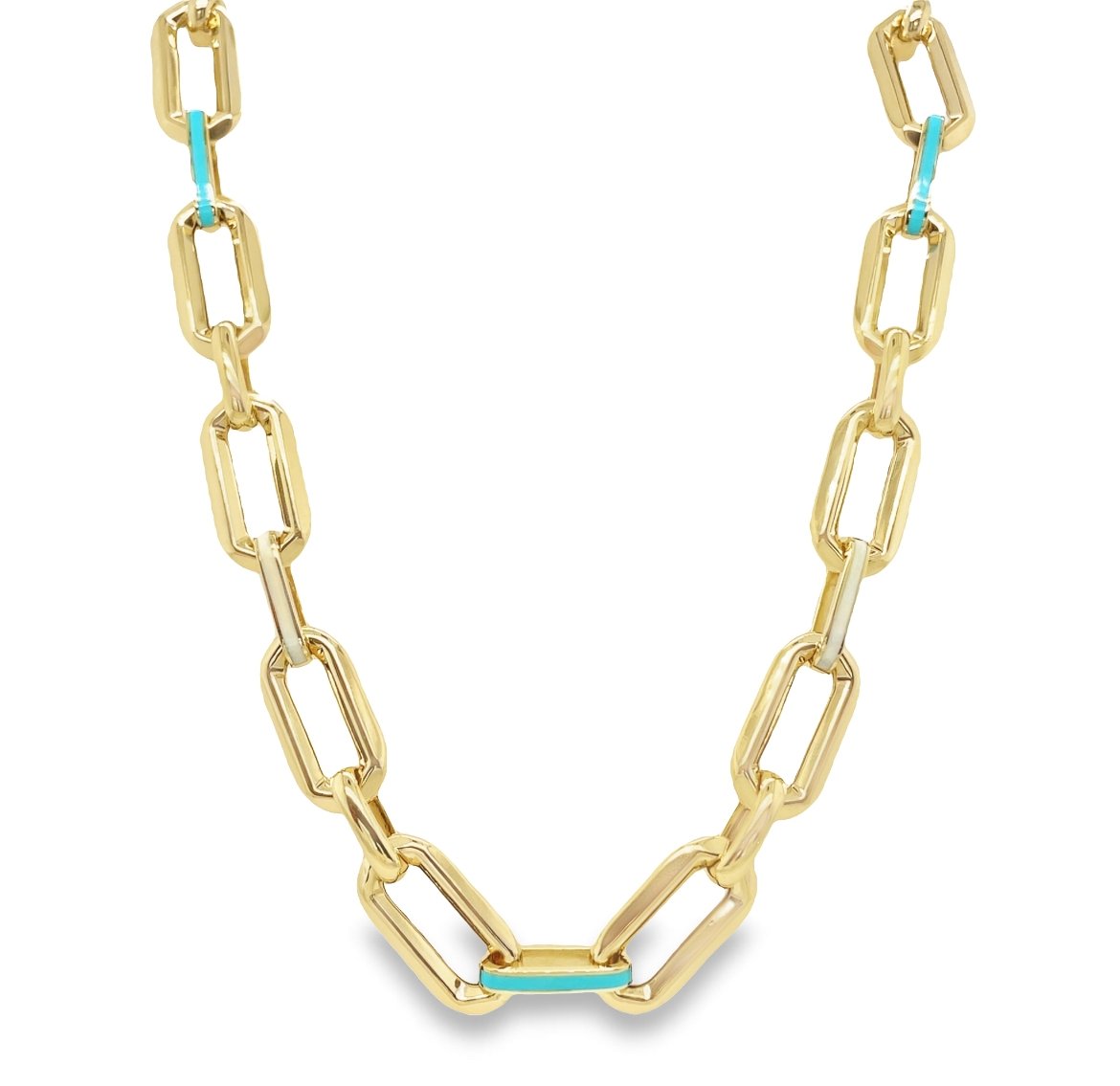 Jai's 14K Yellow Gold Turquoise Paperclip Chain
