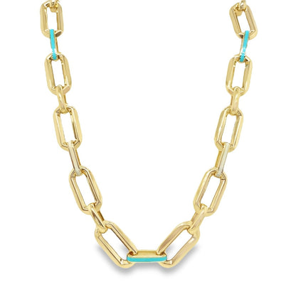 Jai's 14K Yellow Gold Turquoise Paperclip Chain