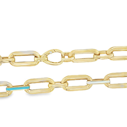 Jai's 14K Yellow Gold Turquoise Paperclip Chain