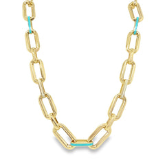 Jai's 14K Yellow Gold Turquoise Paperclip Chain