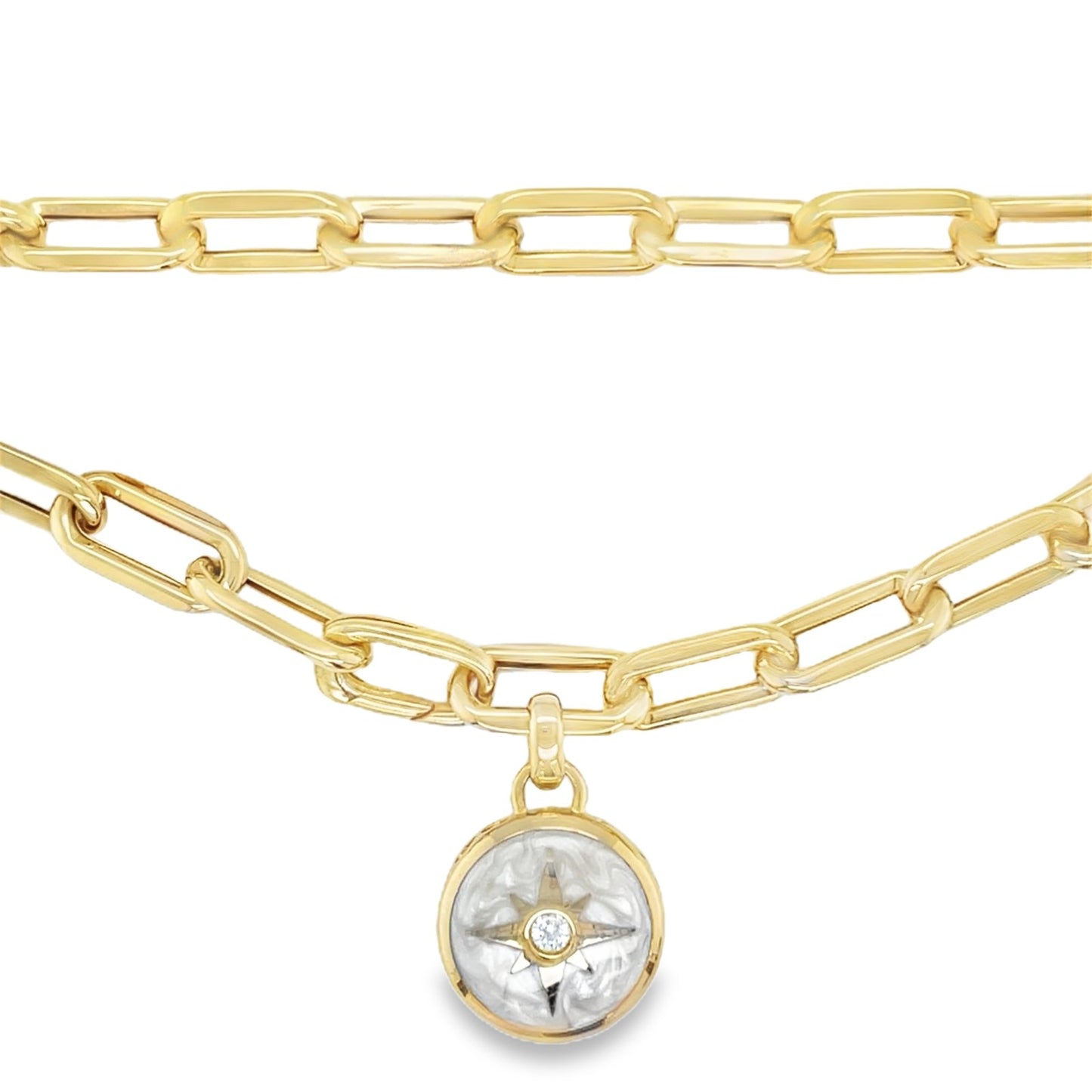 Jai's 14K Yellow Gold Mother-of-Pearl Compass Necklace - 20"
