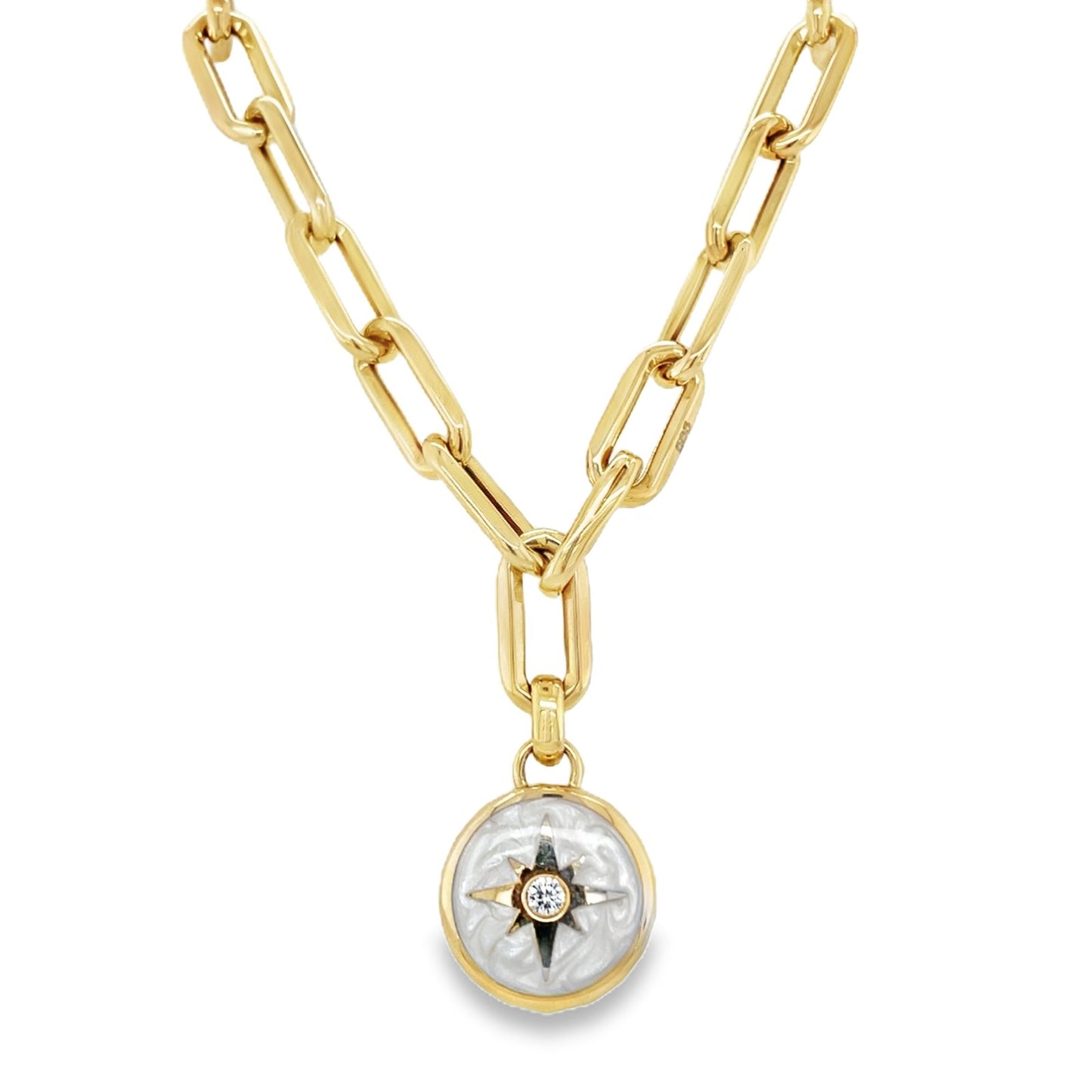 Jai's 14K Yellow Gold Mother-of-Pearl Compass Necklace - 20"