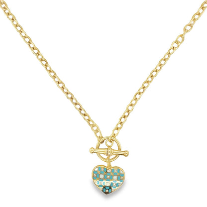 Jai's 14K Yellow Gold Turquoise & White Floral Heart Necklace