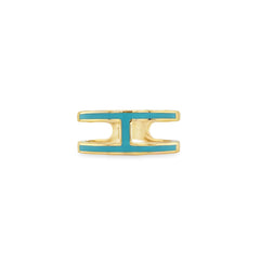 Jai's 14K Yellow Gold Two-row Turquoise Ring