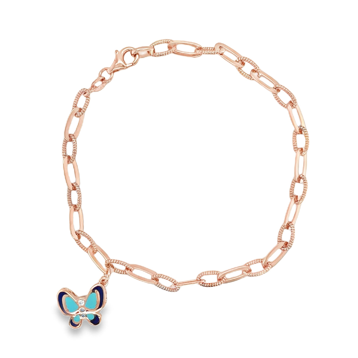 Jai's 14K Rose Gold Butterfly & Paperclip Chain Bracelet