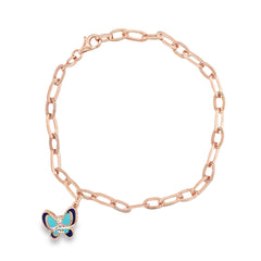 Jai's 14K Rose Gold Butterfly & Paperclip Chain Bracelet