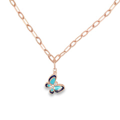 Jai's 14K Rose Gold Turquoise Butterfly Necklace