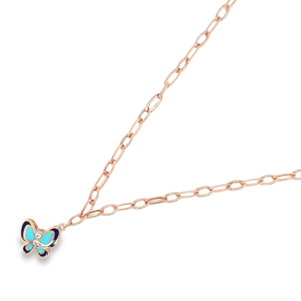 Jai's 14K Rose Gold Turquoise Butterfly Necklace