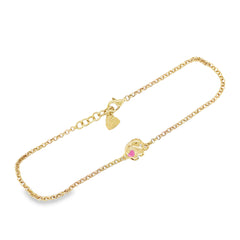 Jai's 14K Yellow Gold Pink Elephant Anklet - 9"