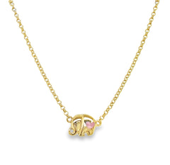 Jai's 14K Yellow Gold Petite Pink Elephant Necklace - 14"