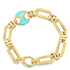 Jai's 14K Yellow Gold Turquoise Charm Chain Bracelet