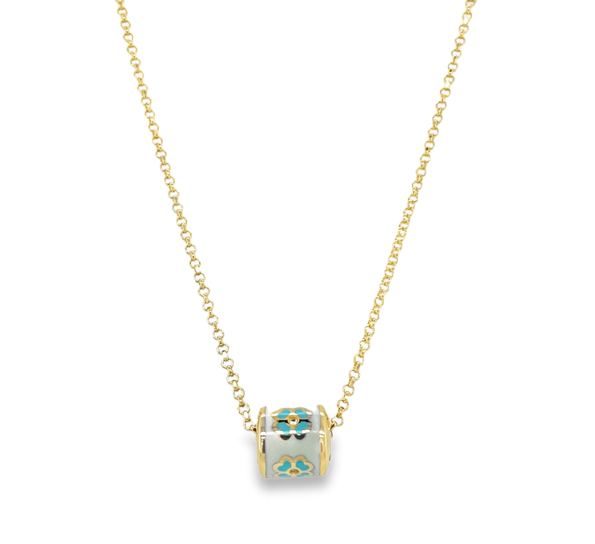 Jai's 14K Yellow Gold Turquoise Floral Necklace