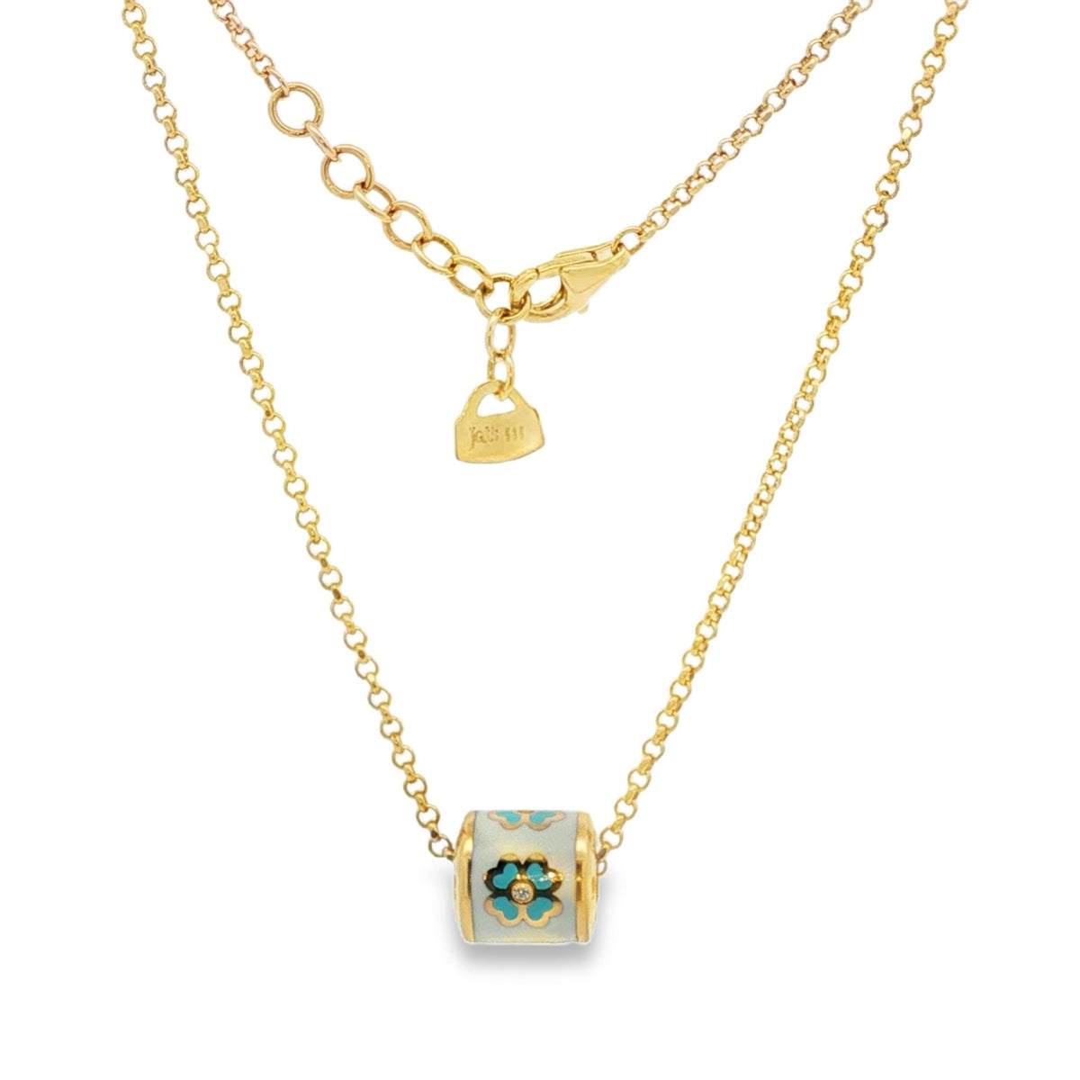 Jai's 14K Yellow Gold Turquoise Floral Necklace