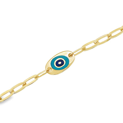 Jai's 14K Yellow Gold Turquoise Evil Eye Chain Bracelet