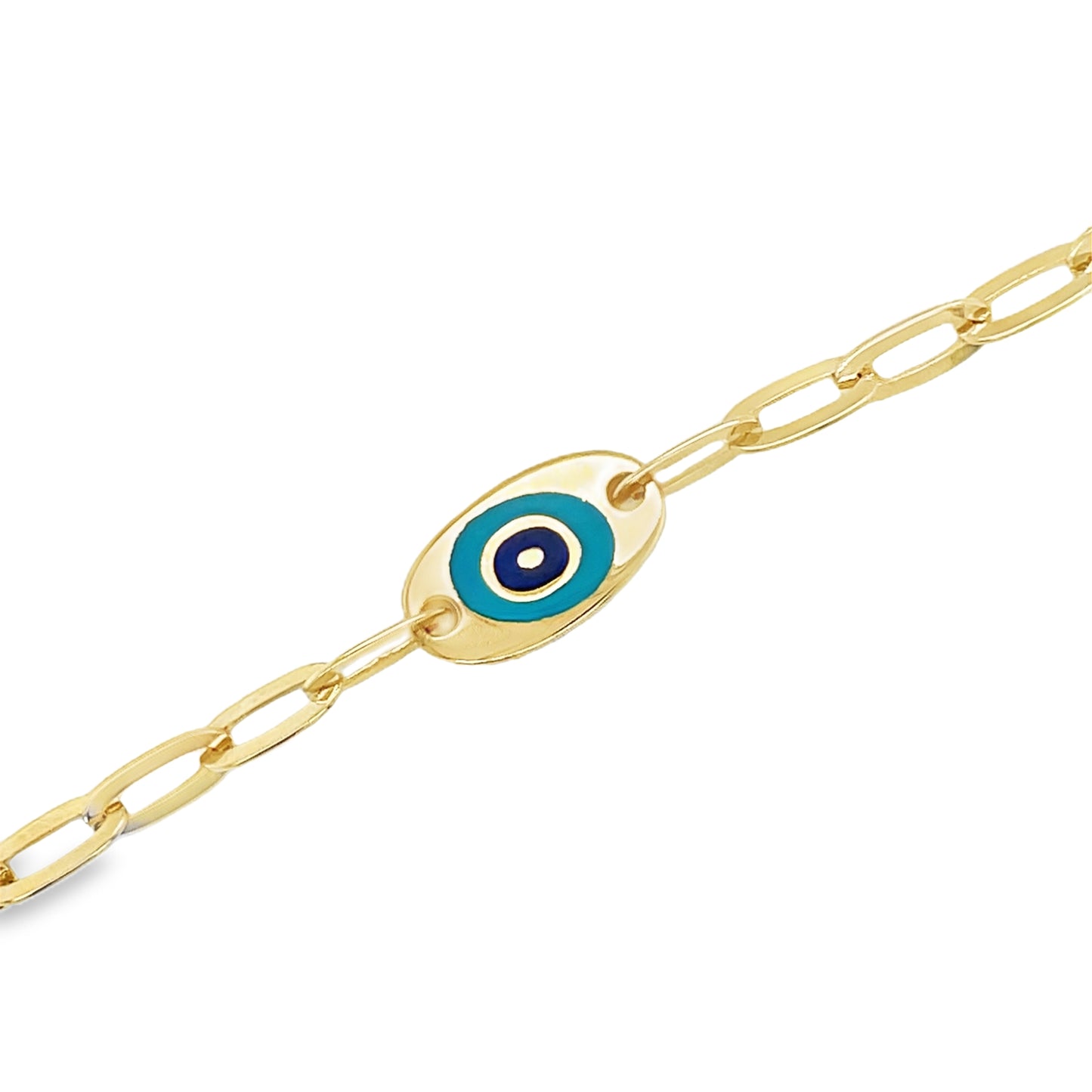 Jai's 14K Yellow Gold Turquoise Evil Eye Chain Bracelet