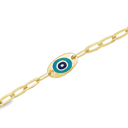 Jai's 14K Yellow Gold Turquoise Evil Eye Chain Bracelet