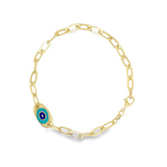 Jai's 14K Yellow Gold Turquoise Evil Eye Chain Bracelet