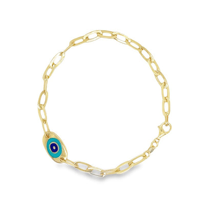 Jai's 14K Yellow Gold Turquoise Evil Eye Chain Bracelet