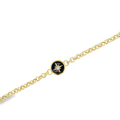 Jai's 14K Yellow Gold Black Compass Chain Bracelet - 7.5"
