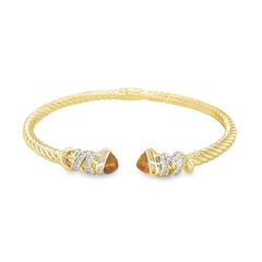 Jai's 14K Yellow Gold Twisted Orange Gemstone Bangle