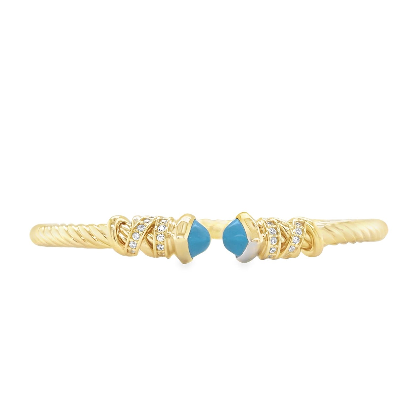 Jai's 14K Yellow Gold Twisted Turquoise Bangle
