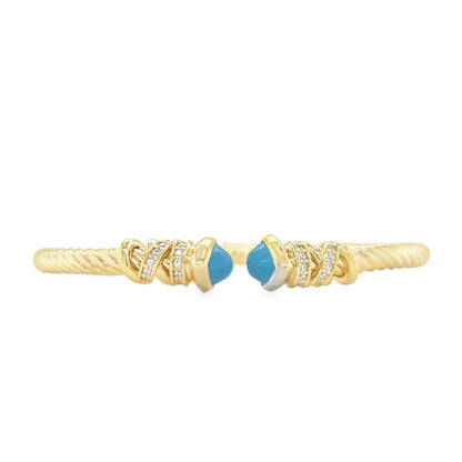 Jai's 14K Yellow Gold Twisted Turquoise Bangle