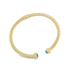 Jai's 14K Yellow Gold Turquoise Twisted Bangle