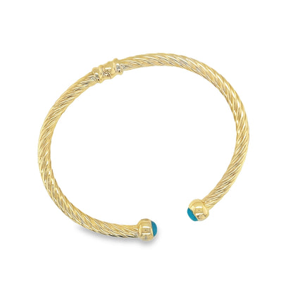 Jai's 14K Yellow Gold Turquoise Twisted Bangle