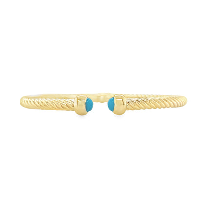 Jai's 14K Yellow Gold Turquoise Twisted Bangle