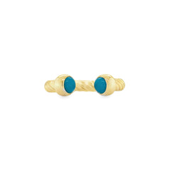 Jai's 14K Yellow Gold Twisted Open-band Turquoise Ring