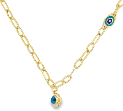 Jai's 14K Yellow Gold Turquoise Charm Necklace