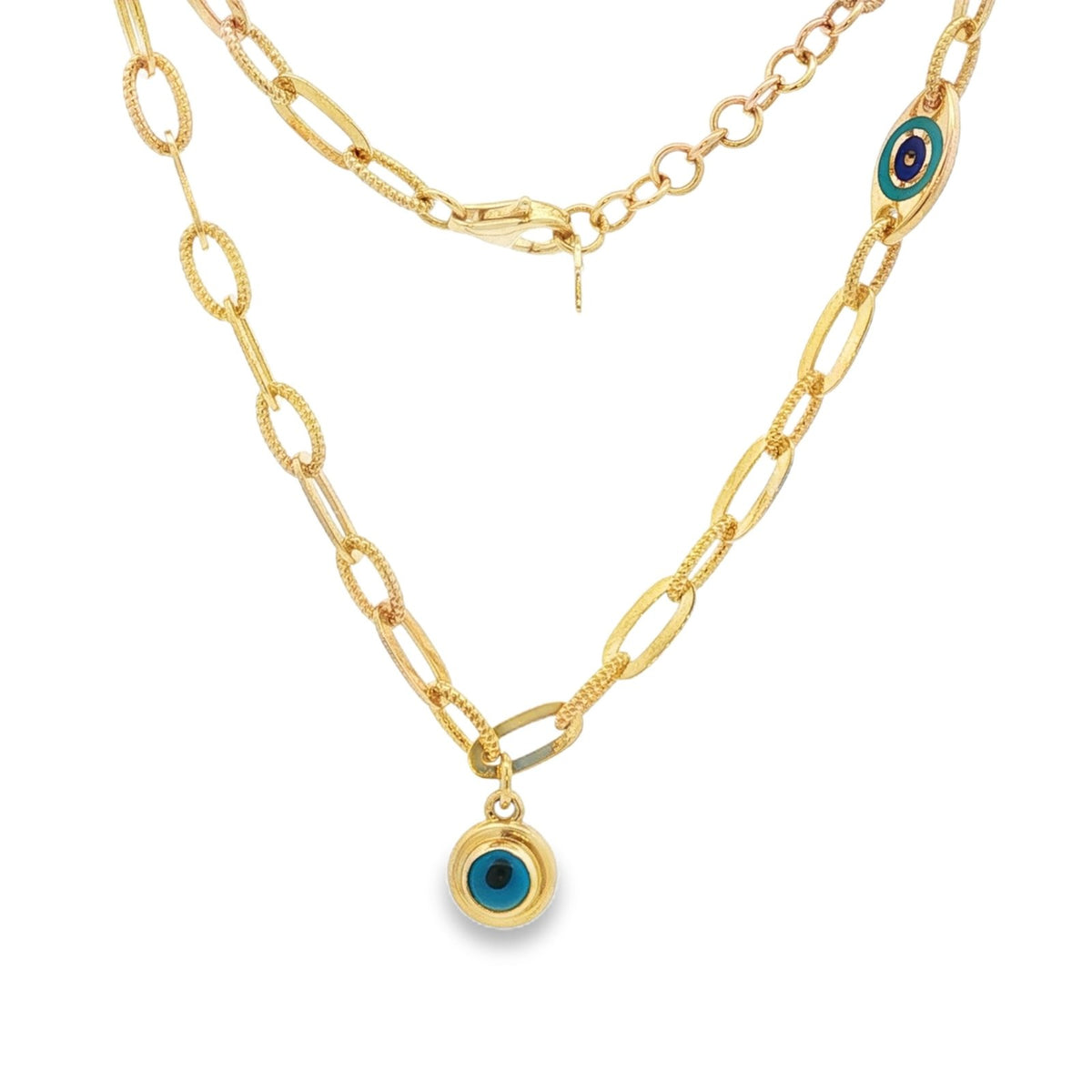 Jai's 14K Yellow Gold Turquoise Charm Necklace