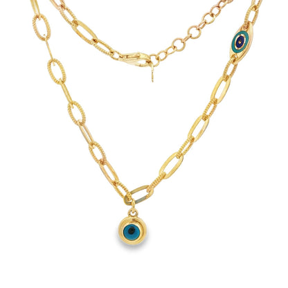 Jai's 14K Yellow Gold Turquoise Charm Necklace