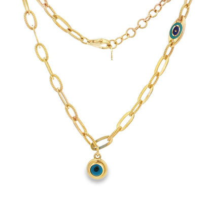 Jai's 14K Yellow Gold Turquoise Charm Necklace
