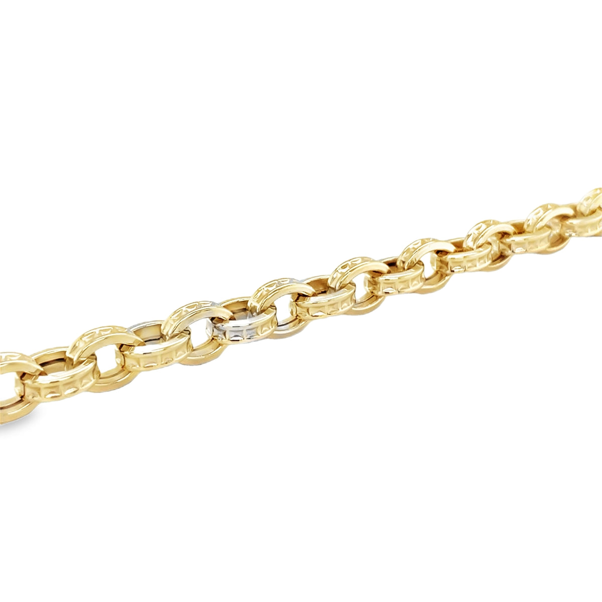 Jai's 14K Yellow Gold Engraved Cable Chain Bracelet