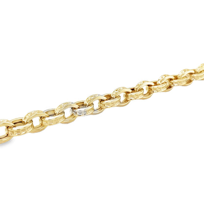 Jai's 14K Yellow Gold Engraved Cable Chain Bracelet