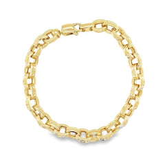 Jai's 14K Yellow Gold Engraved Cable Chain Bracelet