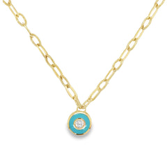 Jai's 14K Yellow Gold Turquoise Charm Necklace