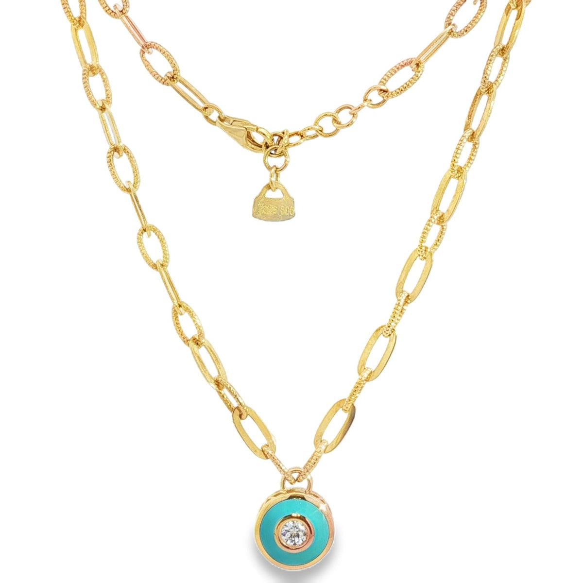 Jai's 14K Yellow Gold Turquoise Charm Necklace