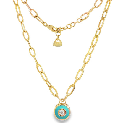 Jai's 14K Yellow Gold Turquoise Charm Necklace