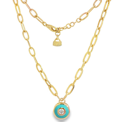 Jai's 14K Yellow Gold Turquoise Charm Necklace