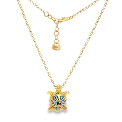 Jai's 14K Yellow Gold Turquoise & Blue Turtle Necklace - 16"
