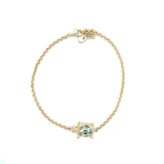 Jai's 14K Yellow Gold Turquoise Turtle Anklet - 9"