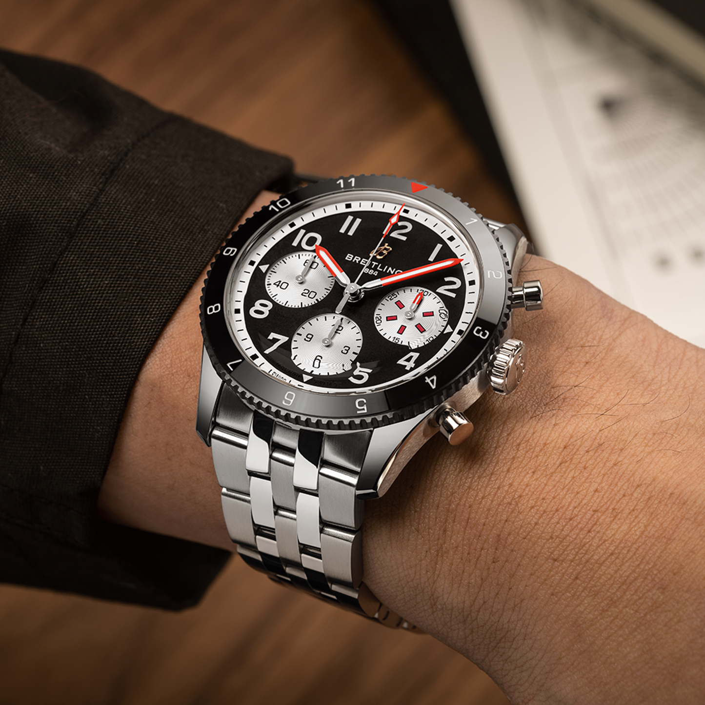 Breitling's Classic AVI Chronograph 42 Mosquito with Black Dial