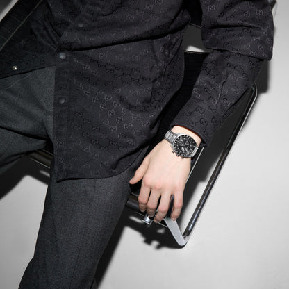 Gucci's Interlocking with Black Chronograph Dial