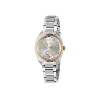 Gucci's Interlocking with Silver Dial & Diamonds