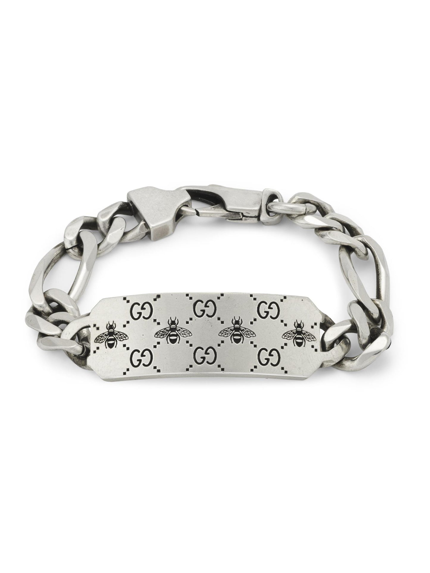 Gucci's Silver GG & Bee Tag Chain Bracelet