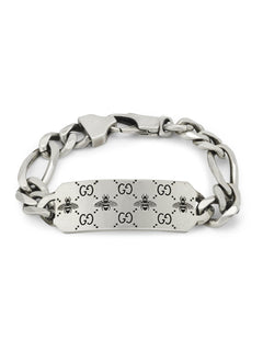 Gucci's Silver GG & Bee Tag Chain Bracelet