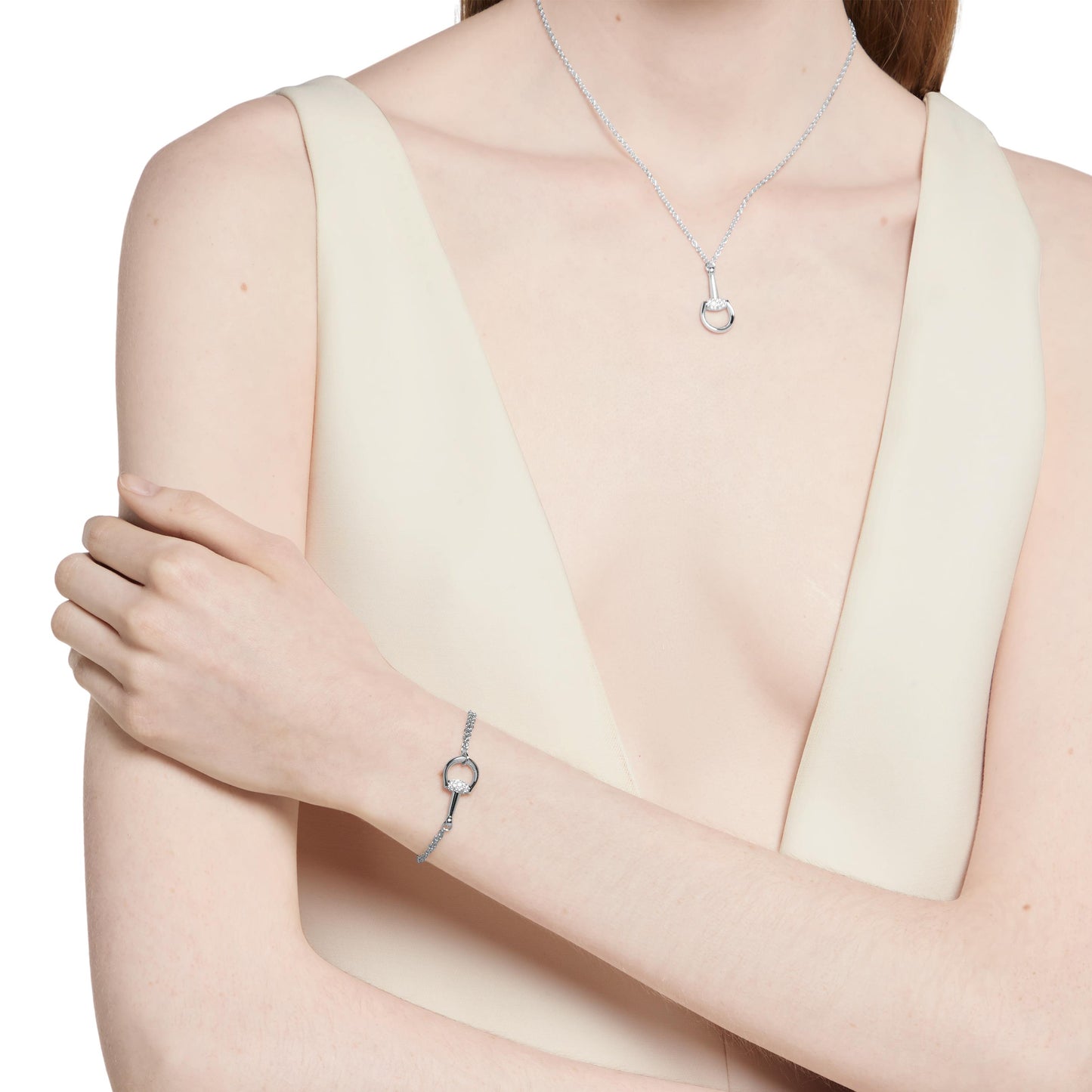 Gucci's 18K White Gold Horsebit Chain Bracelet